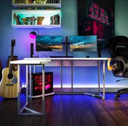 Brand new NTENSE Quest L-Shaped Gaming Desk in White.