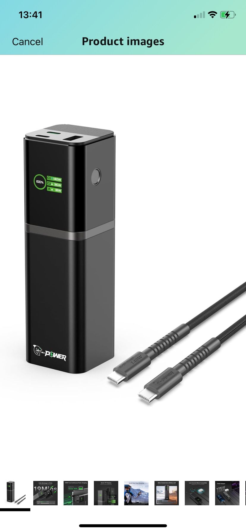 GT19 Ultra Power Bank,19-Minute Full Recharge,140W USB C Fast Charging, 3-Port 175W Total Output Laptop Portable Charger with Smart TFT Display for Ma