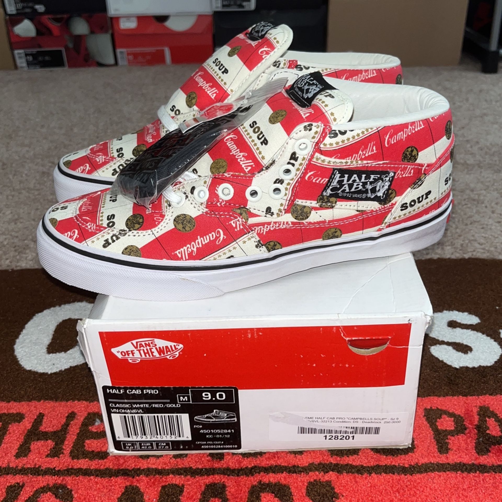 Authentic Supreme Vans Half-Cab Campbells Size 9