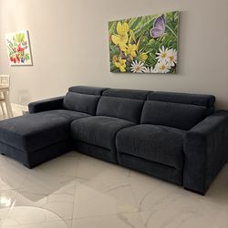 Macy’s Three Piece Sectional Headrest and Chaise with 1 Power Motion Chair