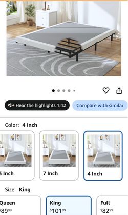 King Size 4-Inch Low Profile Bed Foundation