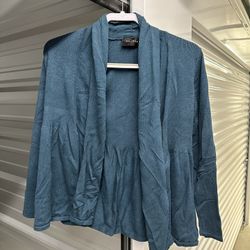 Axcess Size Cardigan Draped Open Front Top Teal Women's (L) Large