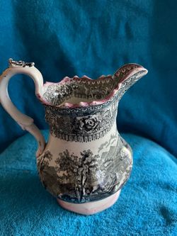 Antique Prussian Black Transferware Pitcher No. 14