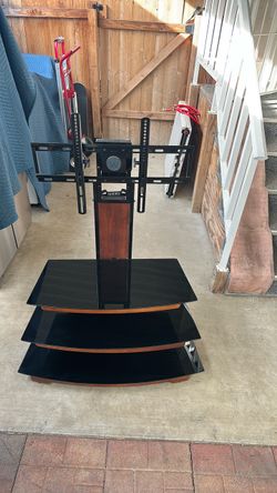 3-Tier Glass TV Stand with mount like new will fit up to 60” tv