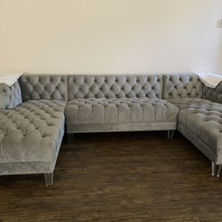 Velvet Three-Piece Sofa Set 