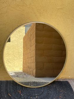 Round Wall Mirror with Gold Metal Frame