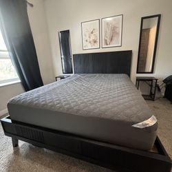 Black Wood Bed Frame With Queen Mattress
