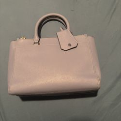 Tory Burch Robinson small metallic double zip tote light blue 