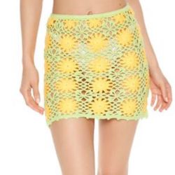 Forever 21 Women Size XS Sweater-Knit Crochet Mini Skirt Swim Cover Bottom New