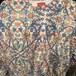 Worn 1x Supreme Tapestry Small Box Logo Long Sleeve Sz Large