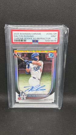 2025 Bowman Chrome Dalton Rushing /499 Dodgers PSA Refractor Auto RC