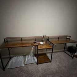 Coleshome 98" Home Office Computer Desks with Storage Shelves