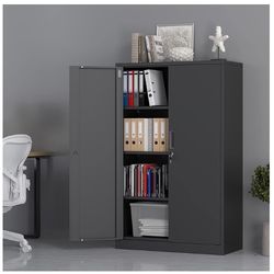Metal Storage Cabinet with Locking Doors and 3 Adjustable Shelves