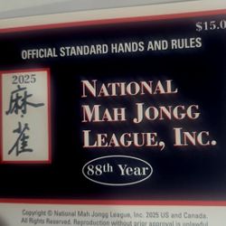 NATL MAHJONG LEAGUE ORIGINAL ISSUED LARGE 2025 CARD MSRP 15