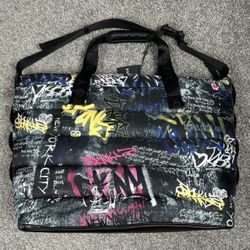 DKNY Nora Duffle Graffiti Women Weekender Large New York City Logo