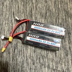 2 22.2v 6cell 4000mah Lipo Batteries 