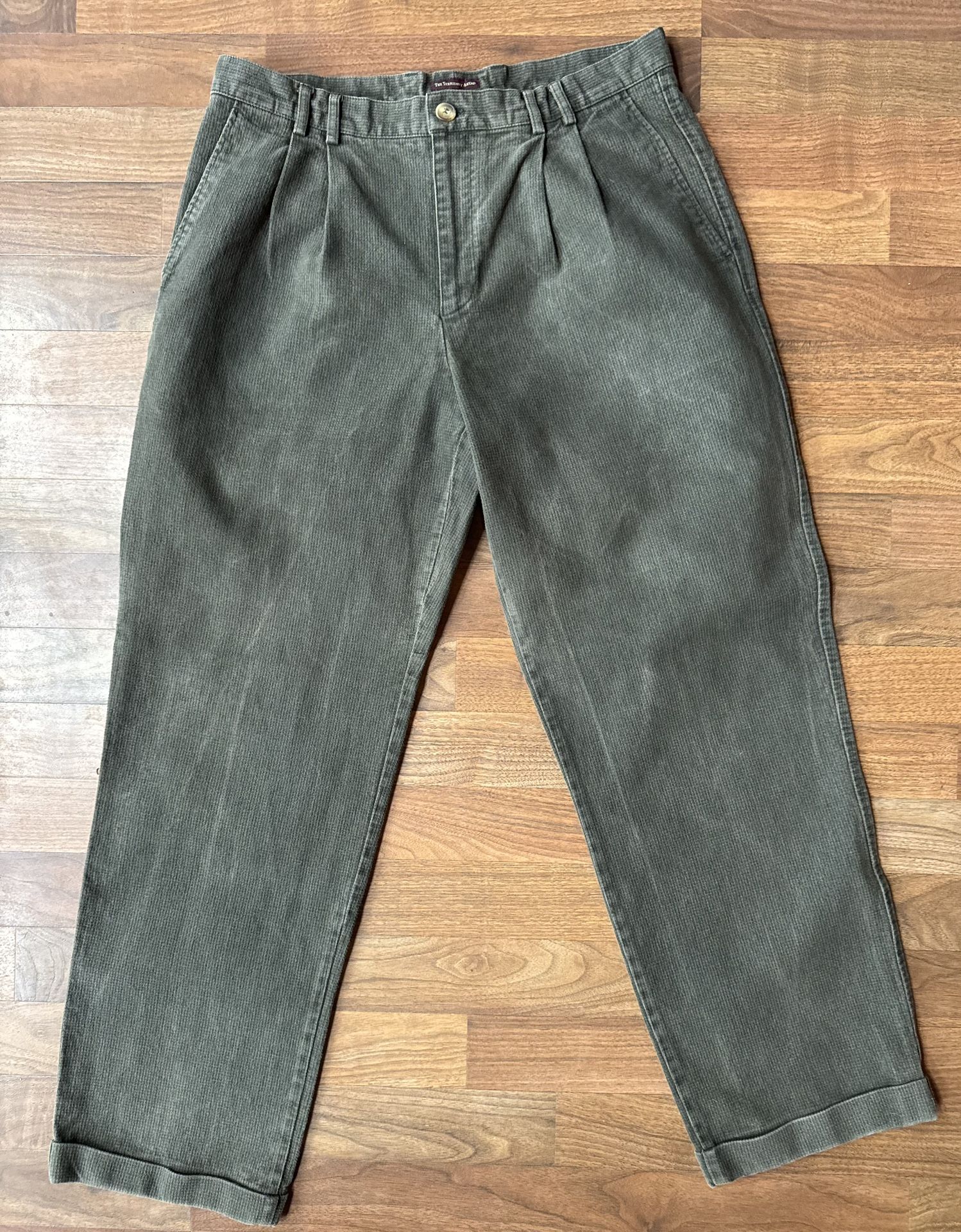 Vtg The Territory Ahead Mens Pants Sateen Relaxed Pleated Trousers 34x32 Grandpa