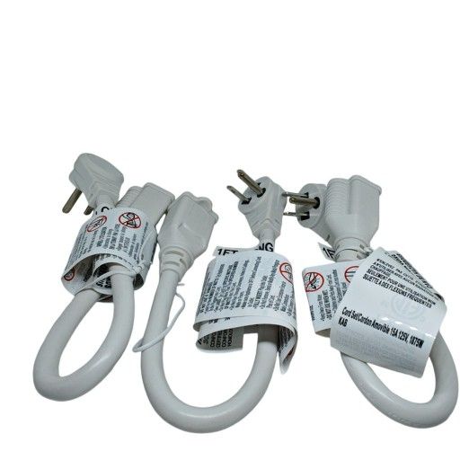 DEWENWILS 1 FT Extension Cord Flat Plug Extension Cord with 3 Prong 3 Pack