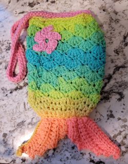 Hand crocheted fun Mermaid purse or bag