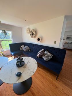Navy Blue Tufted Sectional Sofa