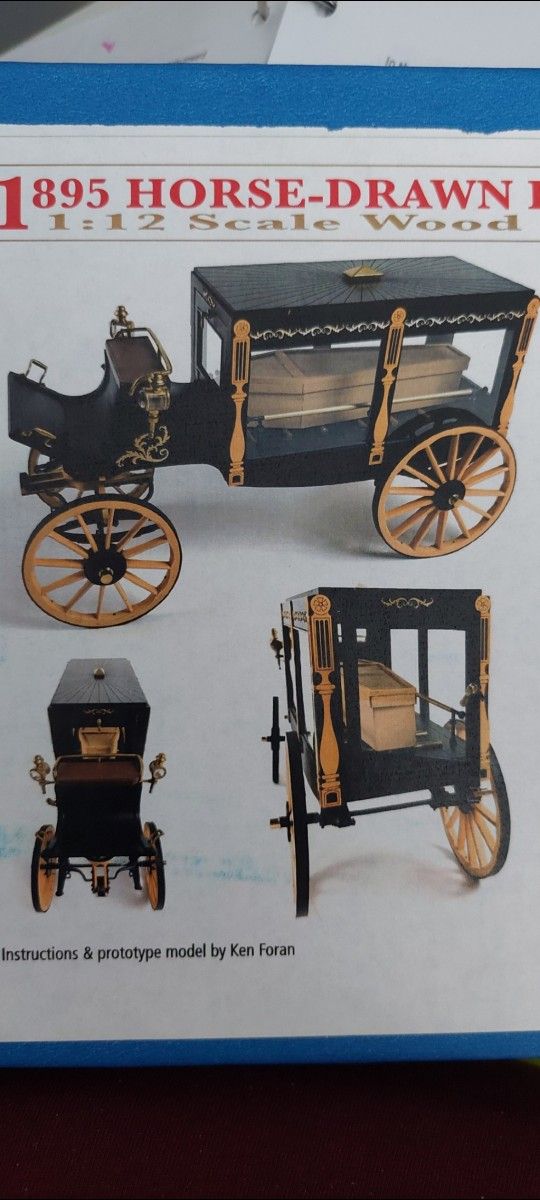 1895 Horse Drawn Hearse Wagon 1:12 Scale Wood & Metal Kit NEW