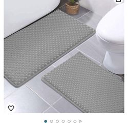 Bath Mat Sets 2 Piece for Bathroom Shower, Grey Non Slip Bath Sets, Water Absorbent Bath Carpet Set, Fast Dry Microdry Bath Mat Rugs, Machine Wash Clo
