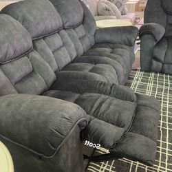 Capehorn Granite Reclining Sofa Loveseat Living Room Set 