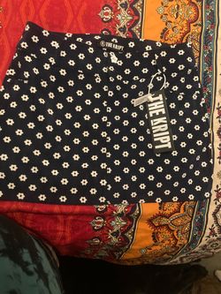 The Kript Navy Floral Mini Skirt