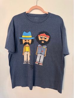Men's Navy Graphic Short-Sleeve Tee with Character Print Cheech & Chong