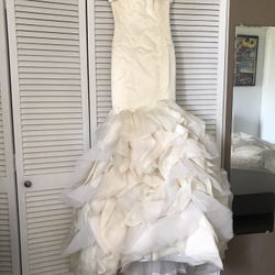 Bridal Mermaid Wedding Dress Ivory RIVINI DESIGNER very Small Size XS