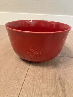 10” Wide Red Snowflake Ceramic Bowl- Holiday Decor- Christmas Decor