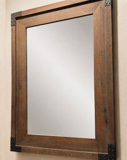 allen + roth 30.31-in W x 40.55-in H Rectangle Reclaimed wood Beveled Wall Mirror