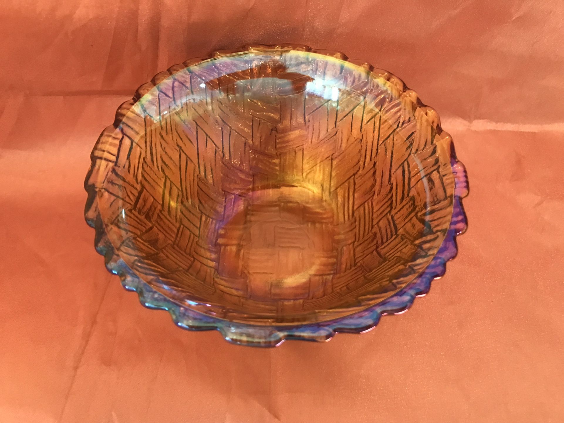Carnival Glass Small Bowl Amber–Marigold