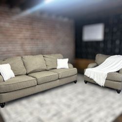 Delivery Available -Ashley beige sofa/couch and chair