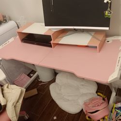 Pink And White Gaming Desk