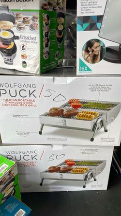 Wolfgang Puck Folding Portable Stainless Steel Charcoal BBQ Grill