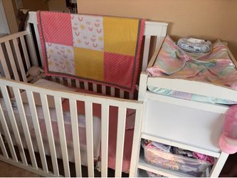 Crib, toddler bed and change table