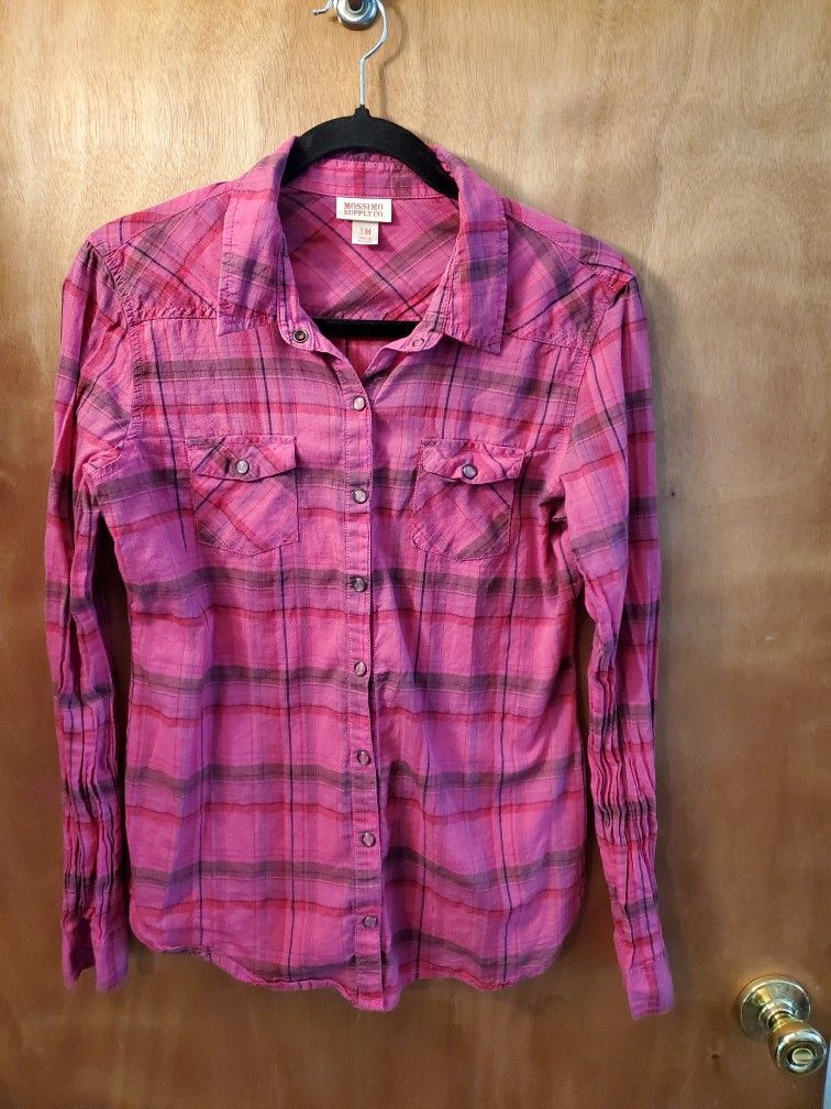 Pretty Mossimo Plaid Button Long Sleeve Shirt Medium
