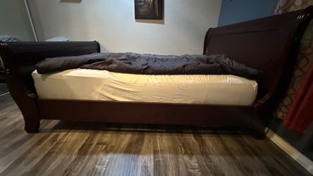 Wooden queen size bed with new mattress