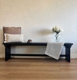 Black Solid Wood Handmade Bench / Entryway Bench / Farmhouse Bench