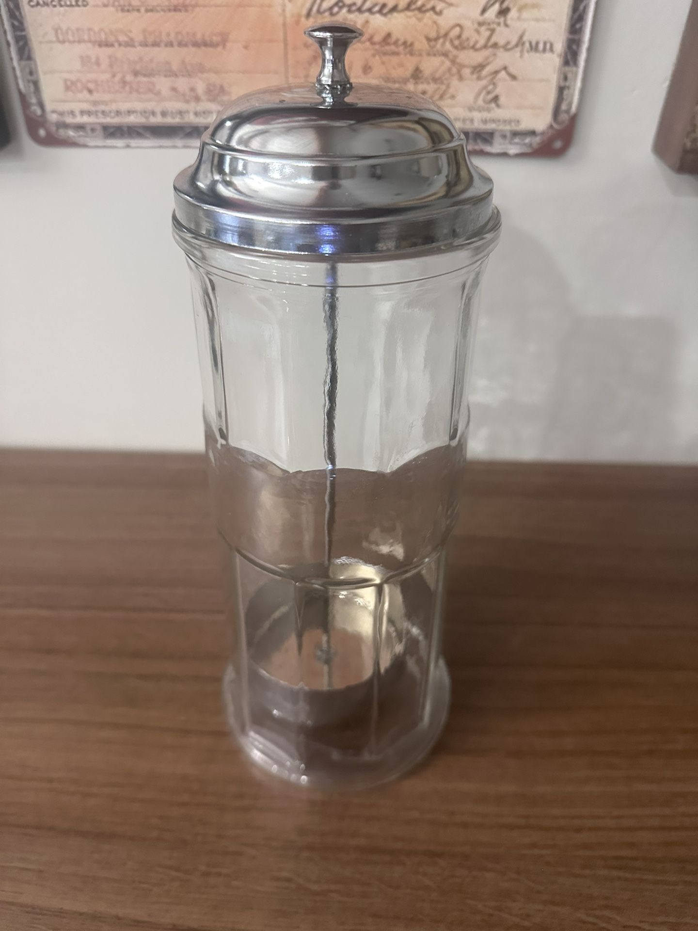 Vintage Gemco Glass Barber Comb Fountain Soda Straw Holder Container Jar USA 