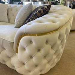 LUPINO IVORY VELVET SOFA & LOVESEAT