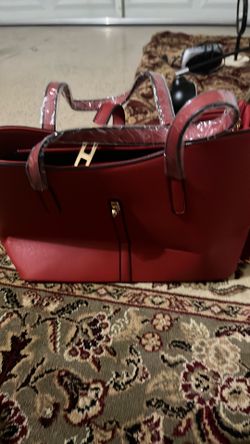 Bright red hand bag