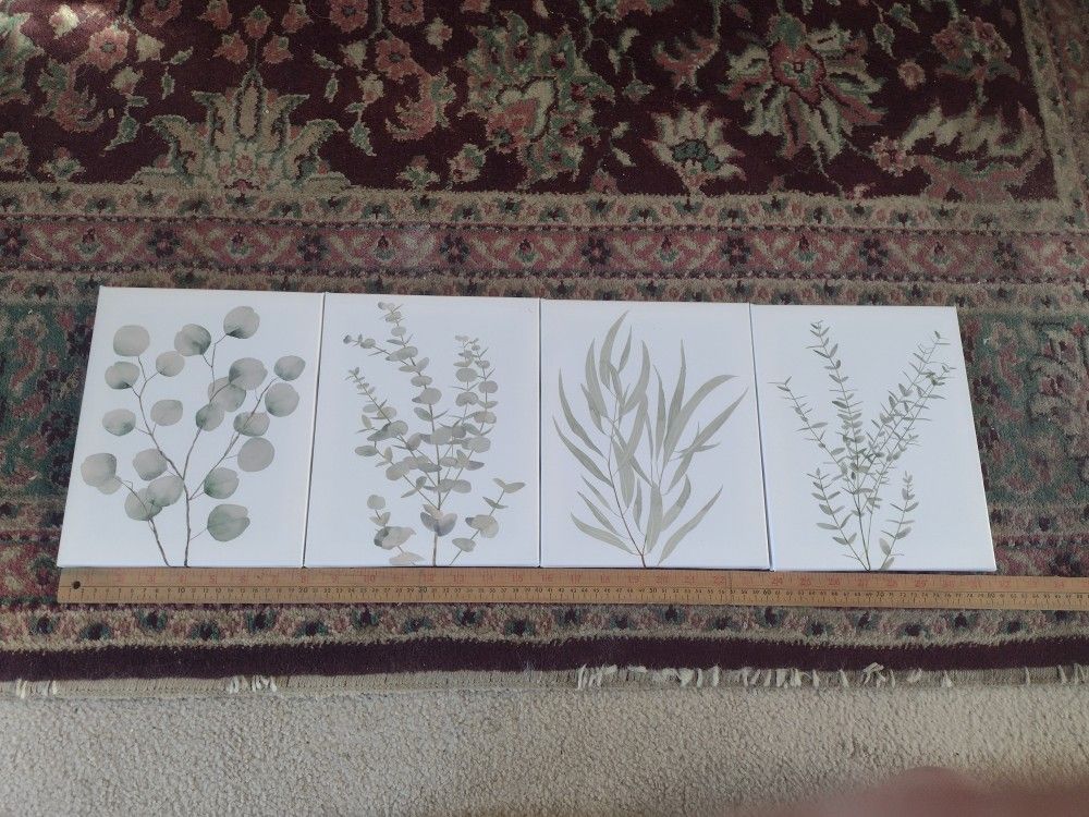 Set Of Four Floral Canvas Prints
