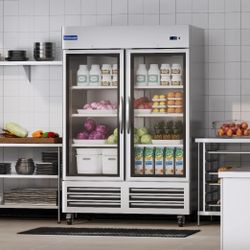 53-15/16" Reach-In Refrigerator With Dual Glass Swing Doors