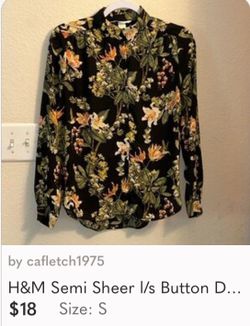 H&M Semi Sheer Collared Button Down Top