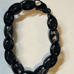 Black Stainless Steel Oval Link w/large Lobster Claw Clasp Bracelet 8.75” Unisex 