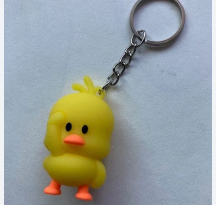 Cartoon Saluting Rubber Duck Keychain