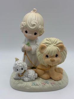 Precious Moments And A Child Shall Lead Them Lion & Lamb 1996 E9287R