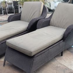 Luxury High End Chaise Lounge Outdoor Furniture  By AGIO  W/ Cushions Resin Wicker Pool Deck Patio Balcony Lawn Dock